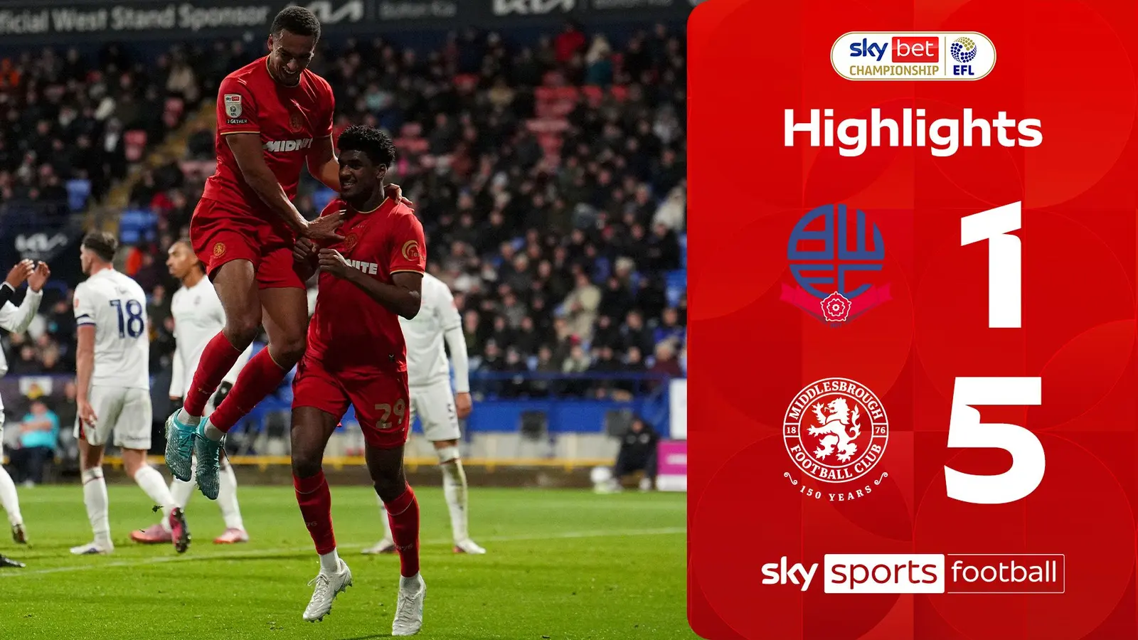 Middlesbrough domină: cinci goluri și prima poziție în Championship